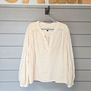 Universal Thread Cream Eyelet Top